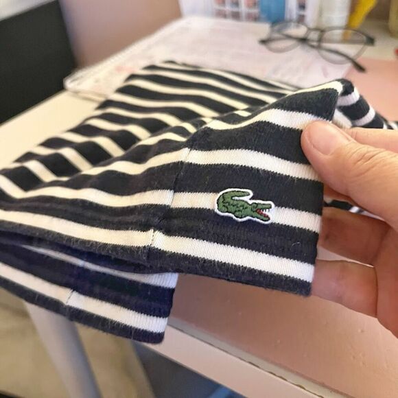 Lacoste Devanlay Stripe Cotton Short Sleeve Fitted Preppy Dress - Picture 10 of 12